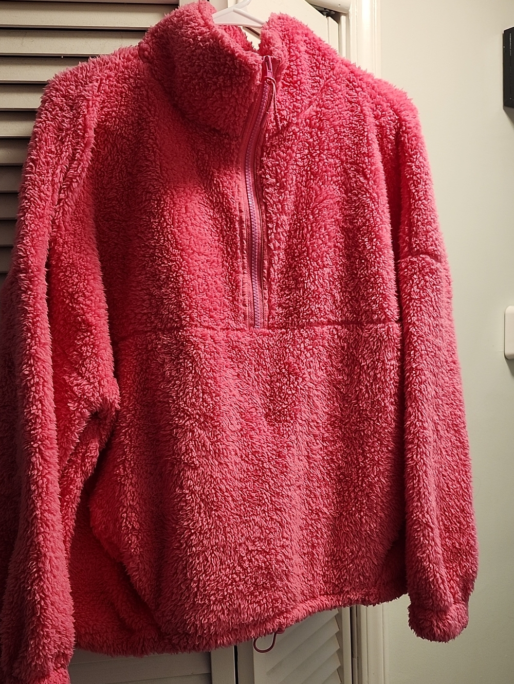 No Boundaries Plush Half-Zip Turtleneck Sweater - Hot Pink
